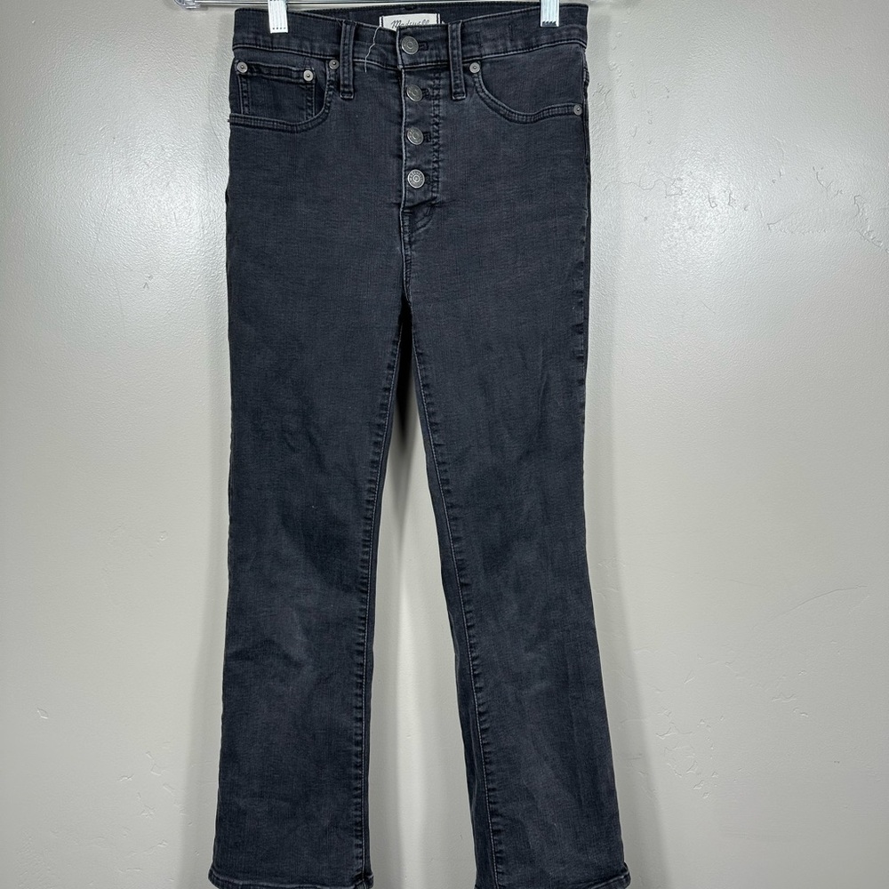 Madewell Cali Demi-Boot Jeans in Bellspring Wash: Button-Front Edition Black 26 - Picture 4 of 9